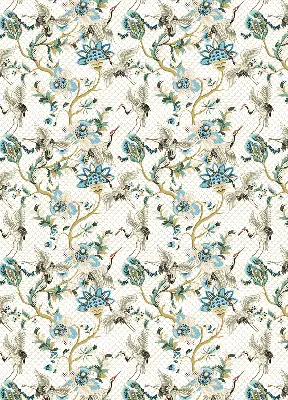 Blackout roller blind floral birds pattern