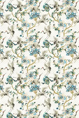 Blackout roller blind floral birds pattern