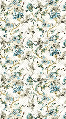 Blackout roller blind floral birds pattern