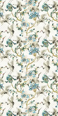 Blackout roller blind floral birds pattern