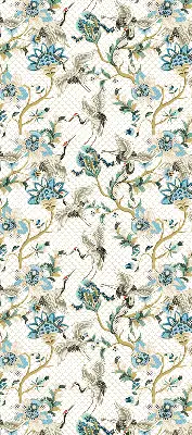 Blackout roller blind floral birds pattern
