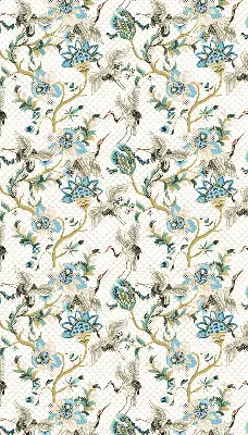 Blackout roller blind floral birds pattern