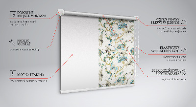 Blackout roller blind floral birds pattern