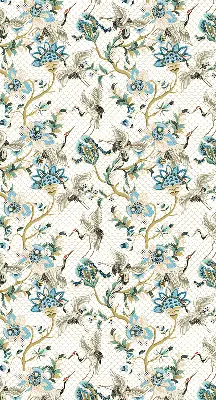 Blackout roller blind floral birds pattern