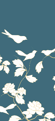 Blackout roller blind for window White birds on white flowers