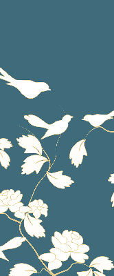 Blackout roller blind for window White birds on white flowers