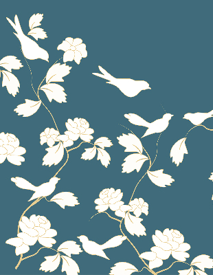 Blackout roller blind for window White birds on white flowers