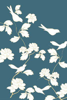 Blackout roller blind for window White birds on white flowers