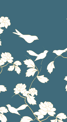 Blackout roller blind for window White birds on white flowers