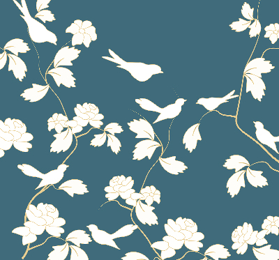 Blackout roller blind for window White birds on white flowers