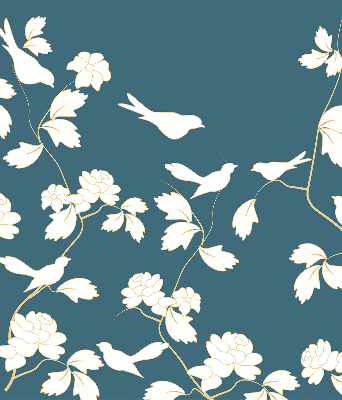 Blackout roller blind for window White birds on white flowers