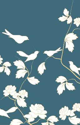 Blackout roller blind for window White birds on white flowers