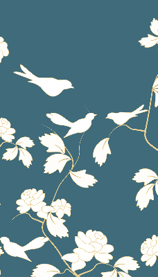 Blackout roller blind for window White birds on white flowers