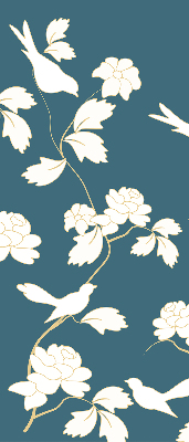 Blackout roller blind for window White birds on white flowers