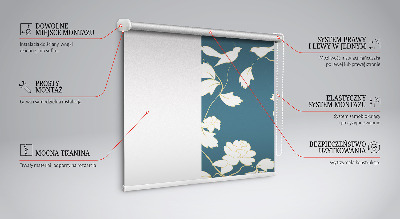 Blackout roller blind for window White birds on white flowers