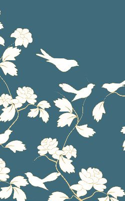 Blackout roller blind for window White birds on white flowers