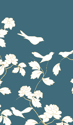 Blackout roller blind for window White birds on white flowers