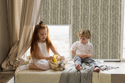 Fabric roller blind for window Tree trunks