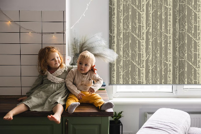 Fabric roller blind for window Tree trunks