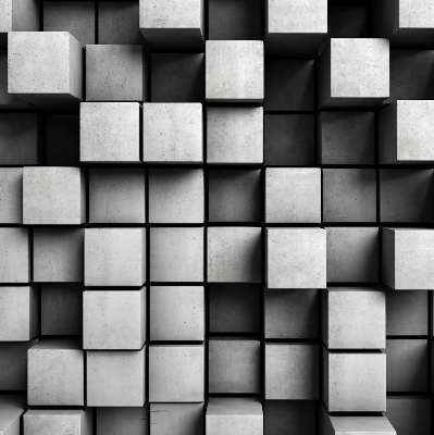 Blackout roller blind for window in stone cubes pattern