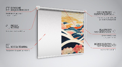 Fabric roller blind for window a wave of flowers print