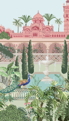 Blackout roller blind Palace with a garden