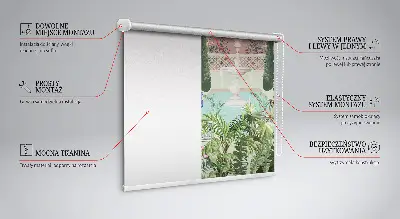 Blackout roller blind featuring a palace with a garden print