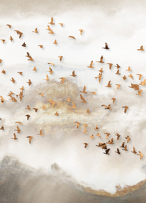 Fabric roller blind for window A flock of birds