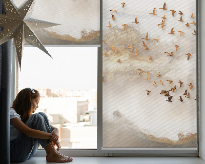 Fabric roller blind for window A flock of birds
