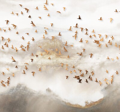 Fabric roller blind for window A flock of birds