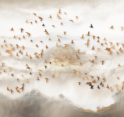 Fabric roller blind for window A flock of birds