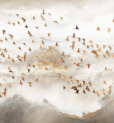 Fabric roller blind for window A flock of birds
