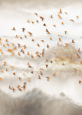 Fabric roller blind for window A flock of birds