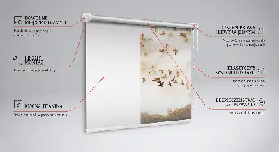 Fabric roller blind for window a flock of birds print