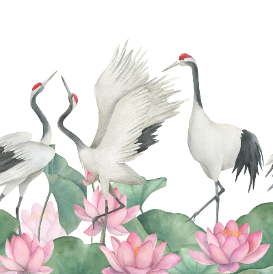 Blackout roller blind for window Cranes in the lilies