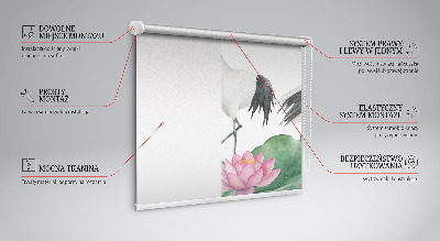 Blackout roller blind for window Cranes in the lilies