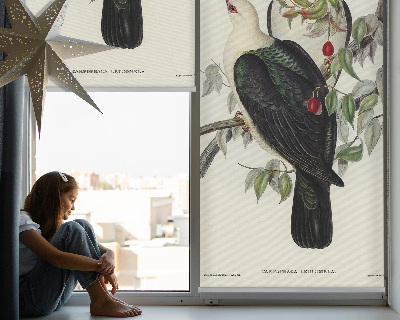 Fabric roller blind for window Birds on a branch
