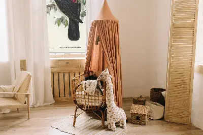 Fabric roller blind for window birds on a branch pattern