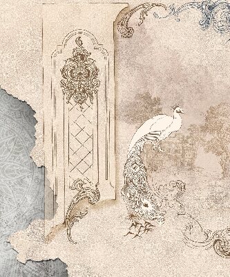 Blackout roller blind for window Vintage birds
