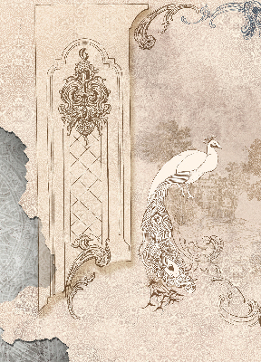 Blackout roller blind for window Vintage birds