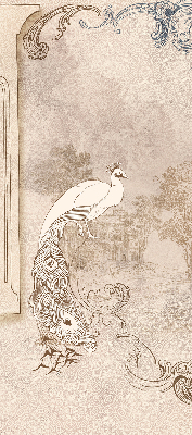 Blackout roller blind for window Vintage birds