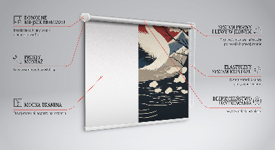 Fabric roller blind for window Crane in the water