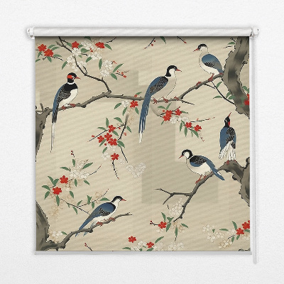 Blackout roller blind Birds on a tree