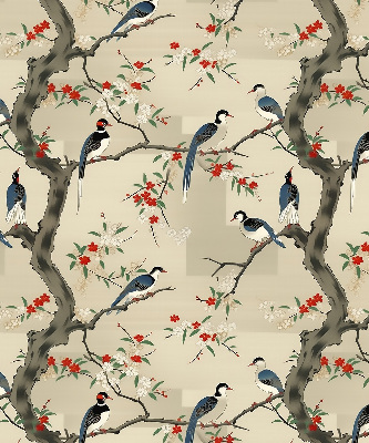 Blackout roller blind Birds on a tree