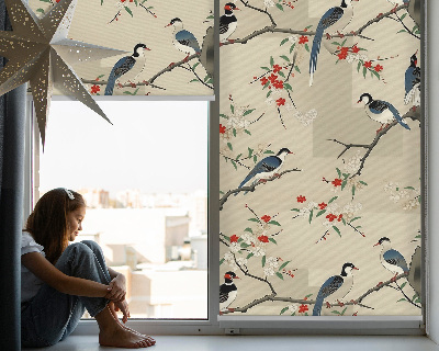 Blackout roller blind Birds on a tree