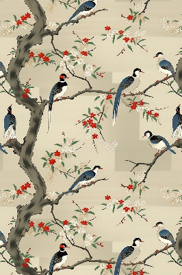 Blackout roller blind Birds on a tree