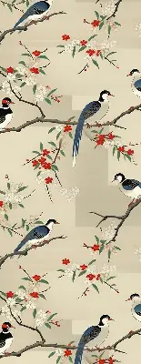 Blackout roller blind birds on a tree pattern