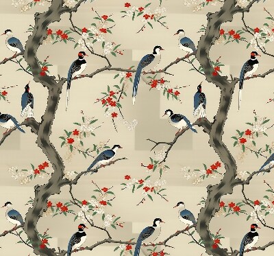 Blackout roller blind Birds on a tree