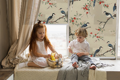 Blackout roller blind Birds on a tree