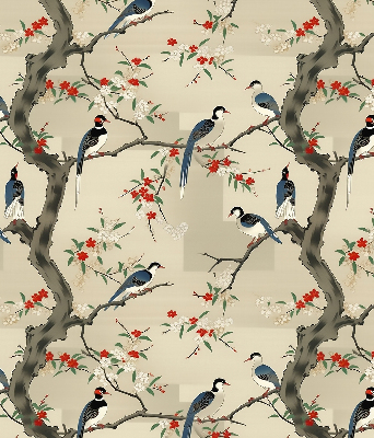 Blackout roller blind Birds on a tree